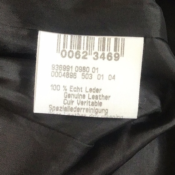 Rene Lezard black leather notched collar/zigzag stitching, 2 button blazer EU 42 - Picture 11 of 12